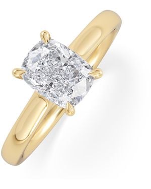 The Diamond Store Amora 1.00Ct Elongated Cushion Cut Lab Diamond Hidden Halo Solitaire Engagement Ring - Metallic