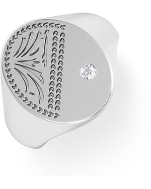 The Diamond Store Crest 0.03Ct Lab Diamond Oval Signet Ring - Metallic
