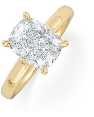 The Diamond Store Amora 2.00Ct Elongated Cushion Cut Lab Diamond Hidden Halo Solitaire Engagement Ring - Blue