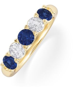 The Diamond Store Solene 0.75Ct Round Cut Lab Sapphire And Lab Diamond Half Eternity Ring - Blue