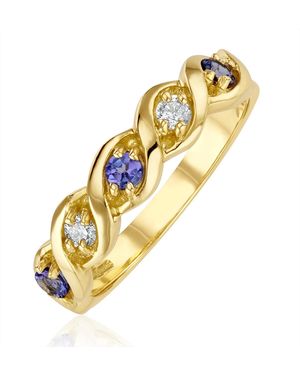 The Diamond Store Tanzanite 2.25 X 2.25Mm And Diamond 18K Ring Size J - Metallic