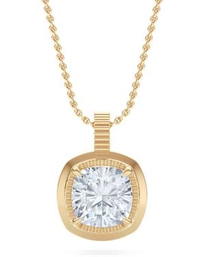 The Diamond Store Gallery 1.00Ct Cushion Cut Lab Diamond Solitaire Pendant Necklace - Black