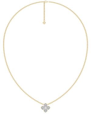 The Diamond Store Eden 0.50Ct Round Pearl And Lab Diamond Floral Necklace - Metallic