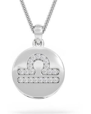 The Diamond Store Astrology Libra 0.07Ct Lab Grown Diamond Medallion Pendant Necklace - Metallic