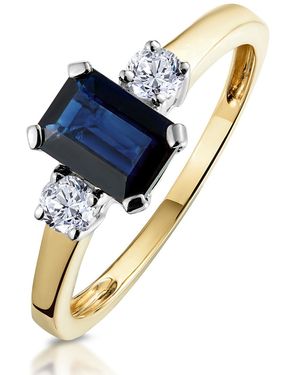 The Diamond Store Sapphire 7 X 5Mm And Diamond 18K Ring N3925 - Blue