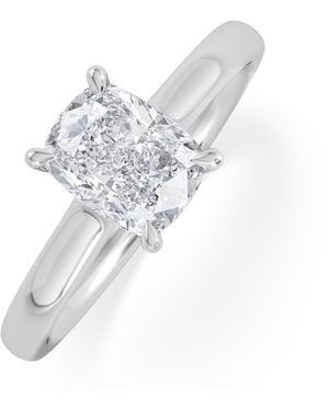The Diamond Store Amora 1.00Ct Elongated Cushion Cut Lab Diamond Hidden Halo Solitaire Engagement Ring - White