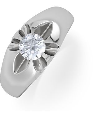 The Diamond Store Lab Diamond Signet Ring 0.50Ct Round Cut - White