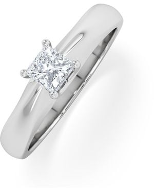 The Diamond Store Naomi Princess Cut Lab Diamond Engagement Ring 0.33Ct H/Si - White