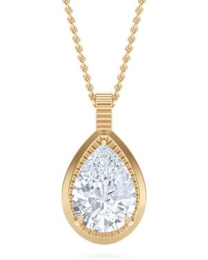 The Diamond Store Gallery 1.00Ct Pear Cut Lab Diamond Solitaire Pendant Necklace - Black