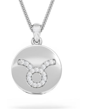 The Diamond Store Astrology Taurus 0.07Ct Lab Grown Diamond Medallion Pendant Necklace - Metallic