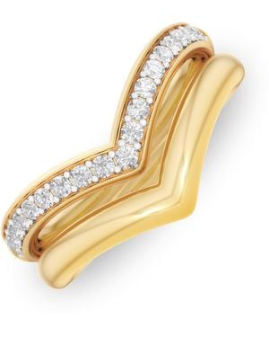 The Diamond Store Dual 0.27Ct Lab Diamond Stacking Wishbone Ring - Metallic