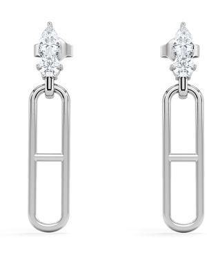 The Diamond Store Paperclip 0.47Ct Lab Diamond Drop Link Earrings - White
