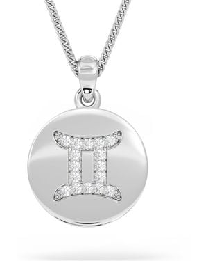 The Diamond Store Astrology Gemini 0.07Ct Lab Grown Diamond Medallion Pendant Necklace - Metallic