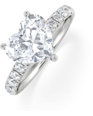 The Diamond Store Amora Heart 2.55Ct Hidden Halo Lab Diamond Engagement Ring With Side Stones Set - White