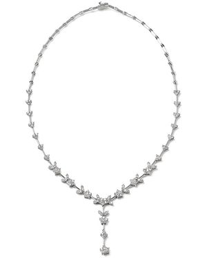 The Diamond Store 5.00Ct Lab Diamond Flower Drop Necklace - Metallic