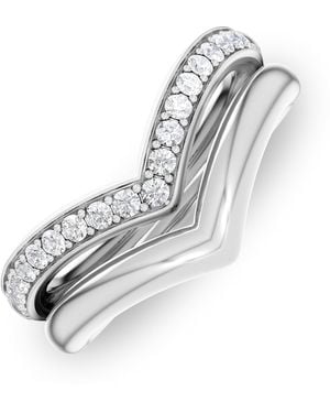The Diamond Store Dual 0.27Ct Lab Diamond Stacking Wishbone Ring - White