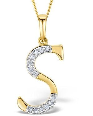 The Diamond Store Initial 'S' 0.05Ct Lab Diamond Pendant Necklace - Metallic