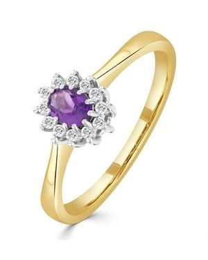 The Diamond Store Amethsyt 0.15Ct And Diamond 9K Ring - Metallic