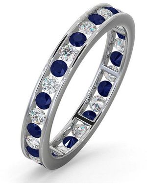 The Diamond Store Eternity Ring Rae Diamonds H/Si And Sapphire 1.40Ct - Blue
