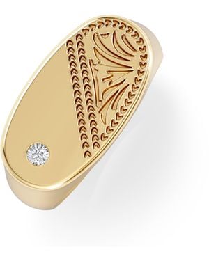 The Diamond Store Crest 0.03Ct Lab Diamond Oblong Signet Ring - Metallic