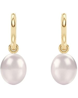 The Diamond Store Eden 21.00Ct Oval Pearl Huggie Earrings - Metallic
