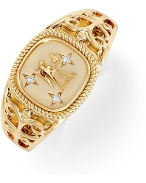 The Diamond Store Virgo Zodiac 0.01Ct Lab Diamond Signet Ring - Metallic