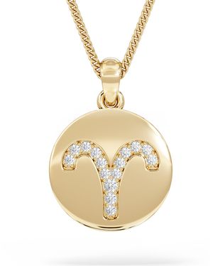 The Diamond Store Astrology Aries 0.07Ct Lab Grown Diamond Medallion Pendant Necklace - Metallic