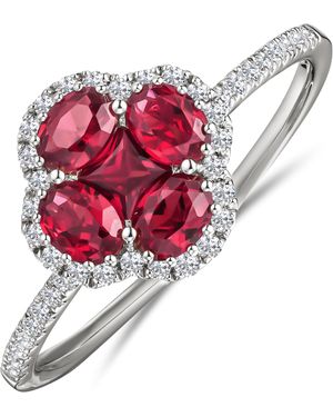 The Diamond Store Alegria 0.85Ct Lab Ruby Halo Ring - Red