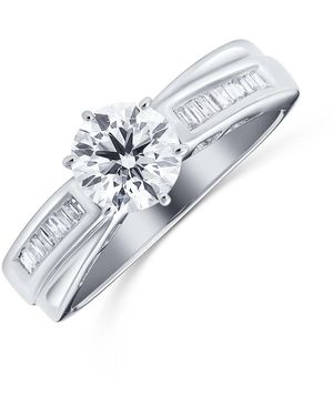 The Diamond Store 18K Ring Baguette Set Lab Diamond Mount (1.17Ct) - White