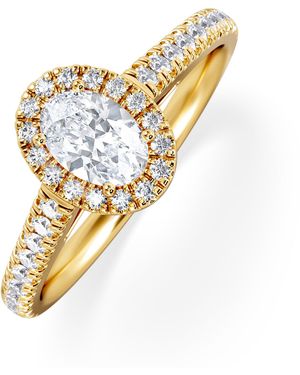 The Diamond Store Georgina Lab Oval Diamond Halo Engagement Ring 18K 1.00Ct F/Vs1 - Metallic