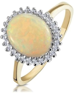 The Diamond Store Opal 10 X 8Mm And Diamond 9K Ring - Metallic