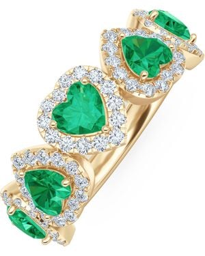 The Diamond Store Chérie 1.70Ct Heart Cut Lab Emerald And Lab Diamond Halo Ring - Green