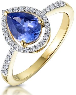 The Diamond Store Tanzanite And Diamond Pear Halo Ring - Metallic