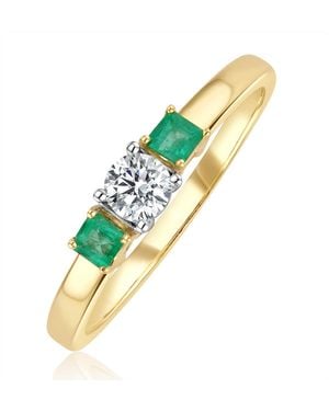 The Diamond Store Emerald 0.20Ct And Diamond 18K Ring - Multicolour