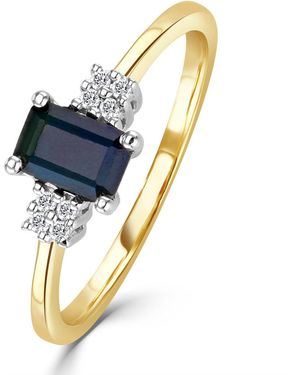 The Diamond Store Sapphire 6 X 4Mm And Diamond 9K Ring A3220 - Blue