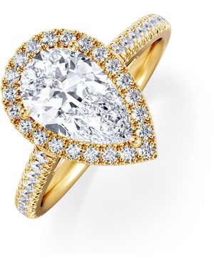 The Diamond Store Diana Lab Diamond Pear Halo Engagement Ring - Metallic