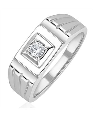 The Diamond Store Solitaire Signet Lab Diamond Ring 0.15Ct - Metallic