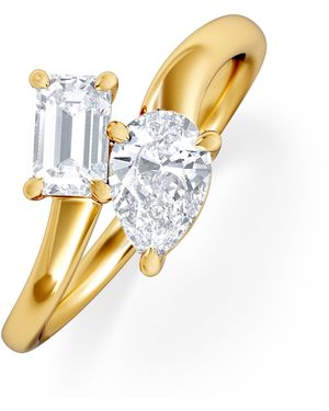 The Diamond Store Toi Et Moi Emerald And Pear Cut Lab Diamond Ring 1.00Ct F/Vs - Metallic