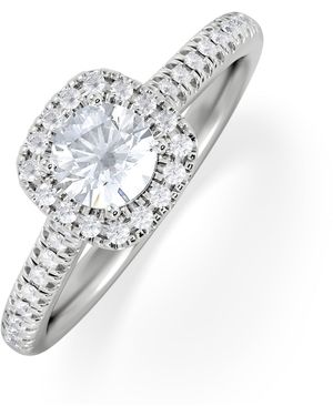 The Diamond Store Lumia Round Cut Lab Diamond Halo Ring 0.70Ct F/Vs - White
