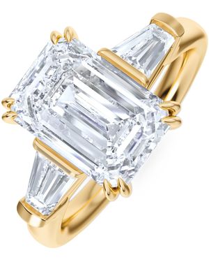 The Diamond Store Manhattan 3.00Ct Emerald Cut Lab Diamond 3 Stone Engagement Ring - Blue