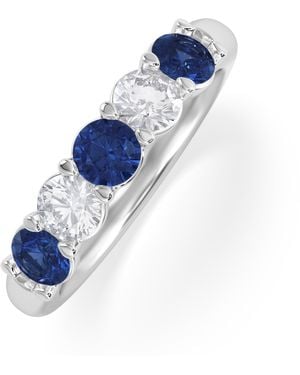 The Diamond Store Solene 0.75Ct Round Cut Lab Sapphire And Lab Diamond Half Eternity Ring - Blue