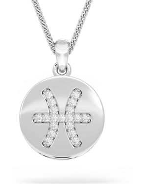 The Diamond Store Astrology Pisces 0.07Ct Lab Grown Diamond Medallion Pendant Necklace - Metallic