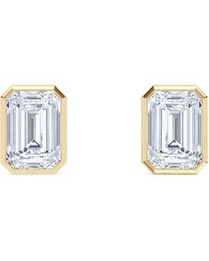 The Diamond Store Bezel Set 3.00Ct Emerald Cut Lab Diamond Stud Earrings - Metallic