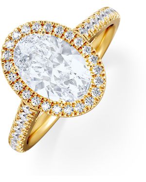 The Diamond Store Georgina Lab Oval Diamond Halo Engagement Ring 18K 2.05Ct F/Vs1 - Metallic