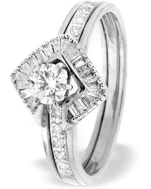 The Diamond Store Diamond 0.65Ct And 9K Solitaire Ring With Shoulders - White
