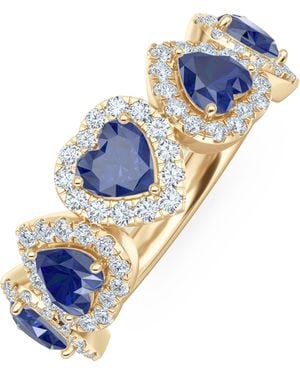 The Diamond Store Chérie 1.80Ct Heart Cut Lab Sapphire And Lab Diamond Halo Ring - Blue