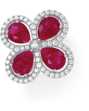 The Diamond Store Bloom 3.30Ct Lab Ruby And Lab Diamond Ring - Pink