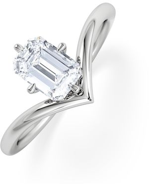 The Diamond Store Vela 1.00Ct Emerald Cut Lab Diamond Solitaire Engagement Ring - White
