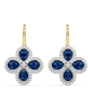 The Diamond Store Bloom 4.75Ct Lab Sapphire And Lab Diamond Earrings - Blue