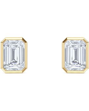 The Diamond Store Bezel Set 2.00Ct Emerald Cut Lab Diamond Stud Earrings - Metallic